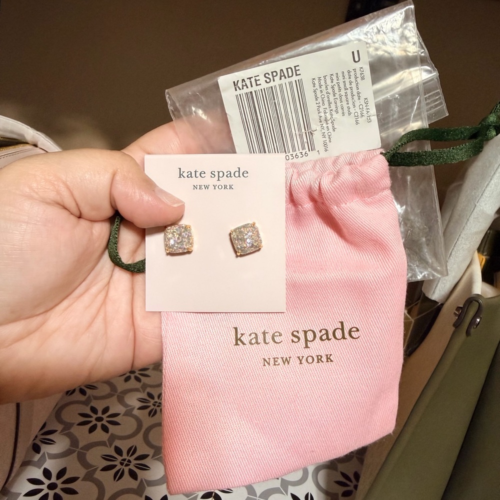 Kate Spade Opal Glitter Square Stud Earrings